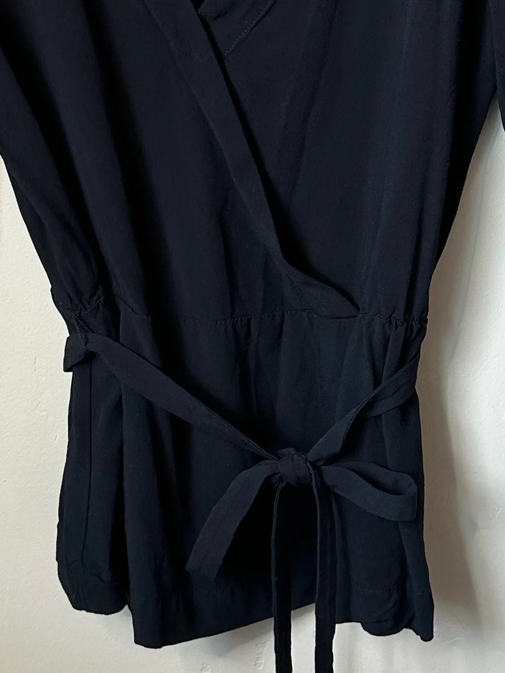J.Crew Mercantile Wrap Blouse 2 • Black Tie Waist • Dressy Top